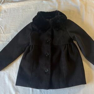 The Children's Place - Black Pea Coat with Faux Fur Collar